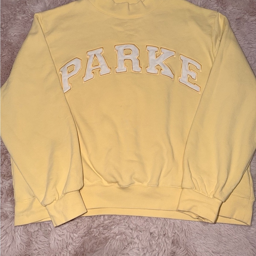 PARKE NY Yellow Oversized Crewneck State Sweatshirt